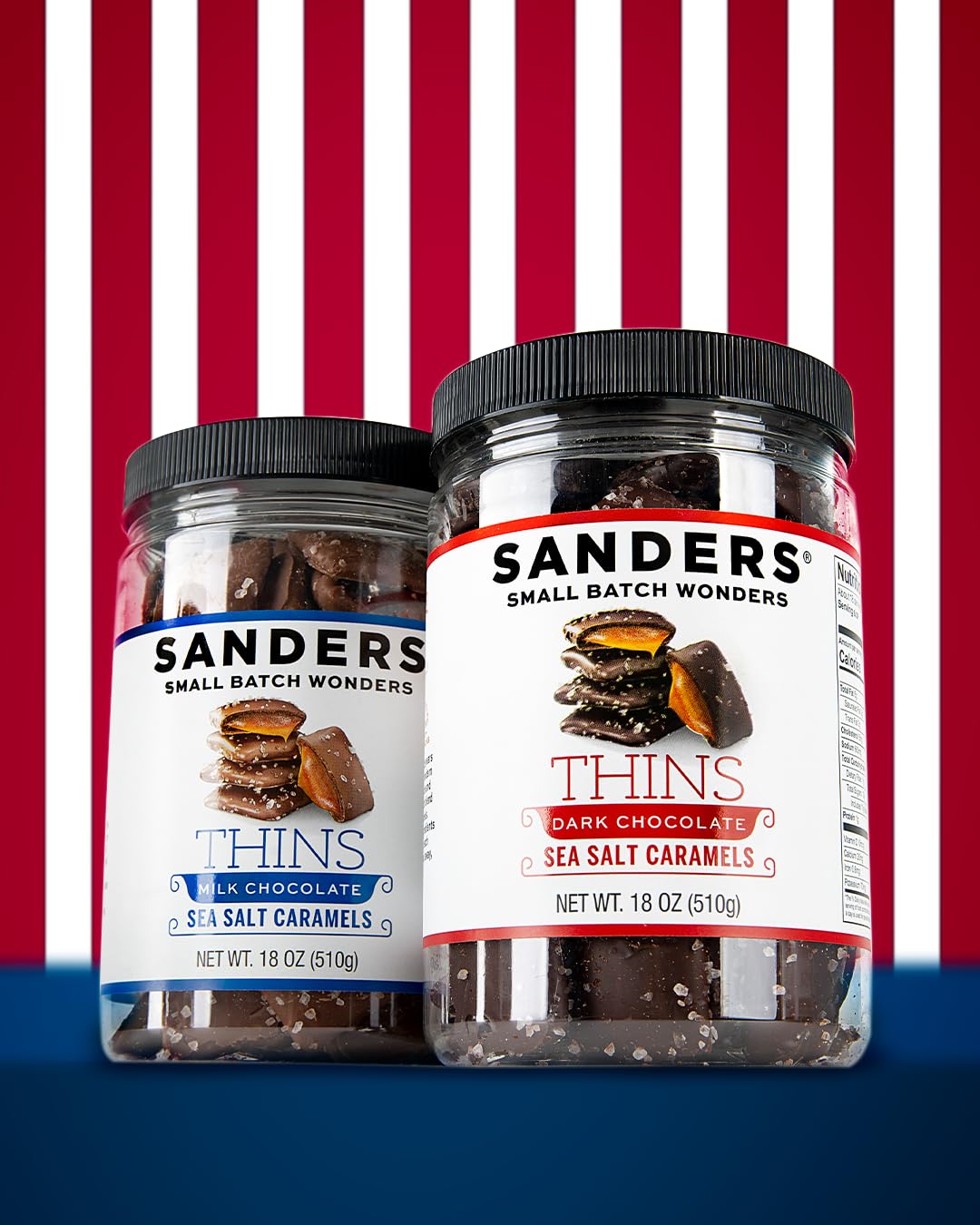 Sanders Milk Chocolate Sea Salt Caramel Thins Tub 18 oz 2-Pack (2 x 18 oz)