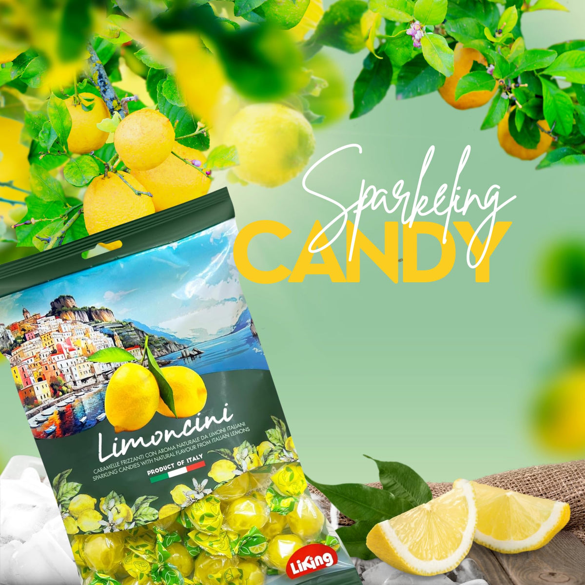 Sanniti Limoncini Frizzanti Candies – Sparkling Italian Lemon Flavor, 6.17 oz Bag (Pack of 6)