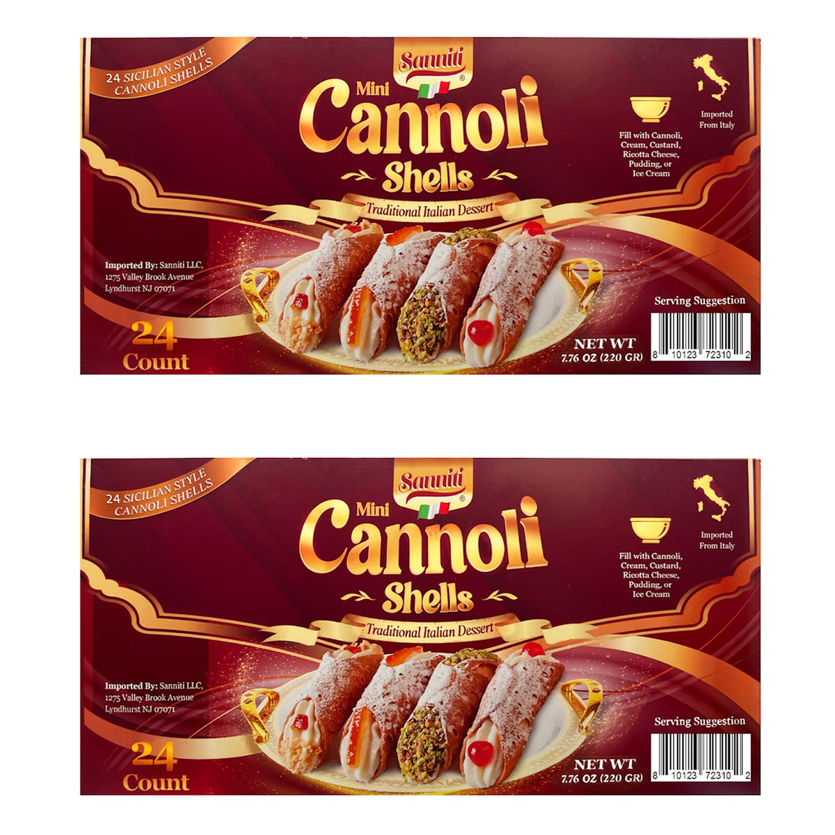 Sanniti Mini Cannoli Shells | Traditional Sicilian-Style Italian Cannoli, 24 Count (Pack of 2)