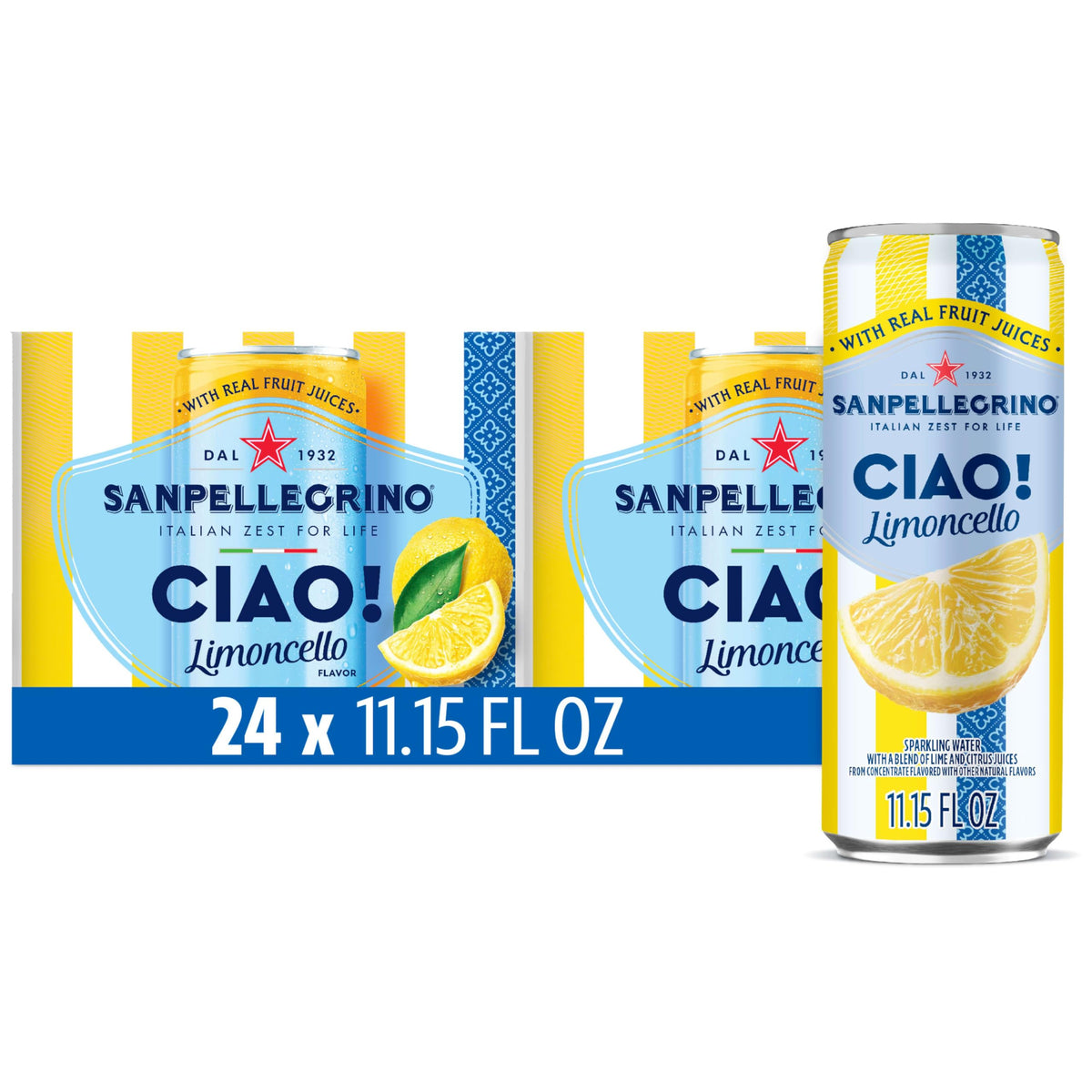 Sanpellegrino CIAO Limoncello Flavored Sparkling Water - 24 Pack