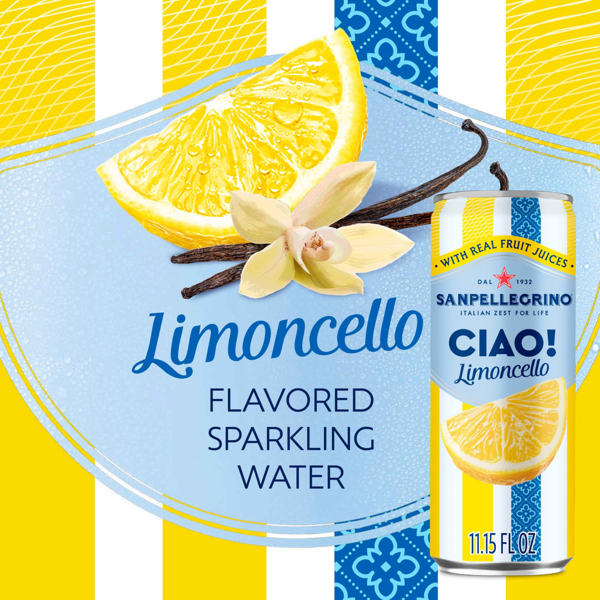Sanpellegrino CIAO Limoncello Flavored Sparkling Water - 24 Pack