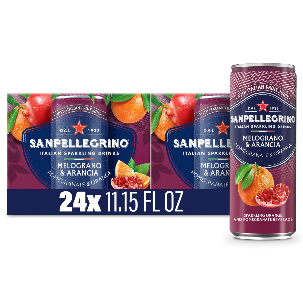 Sanpellegrino Melograno & Arancia – Italian Sparkling Orange & Pomegranate, 24 Cans