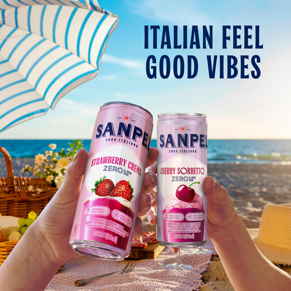 San Pellegrino Soda Italiana Strawberry Crema – 0g Added Sugar, Real Fruit Juice, 24-Pack