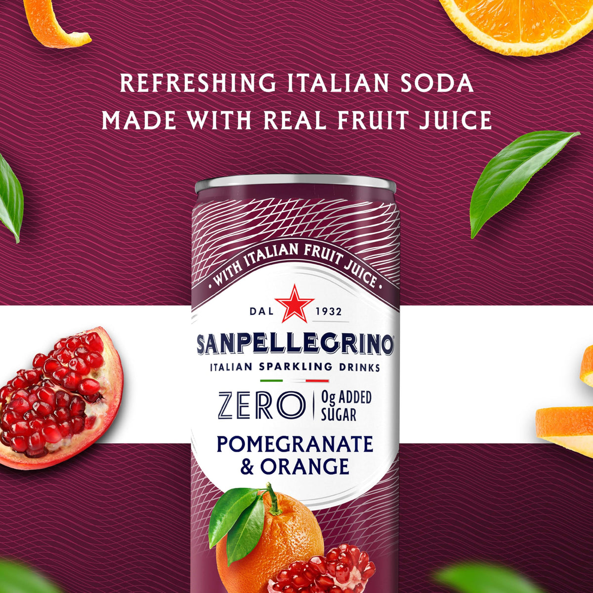 Sanpellegrino Zero Grams Added Sugar Pomegranate & Orange Sparkling Drink – 24 Pack (11.15 fl oz)