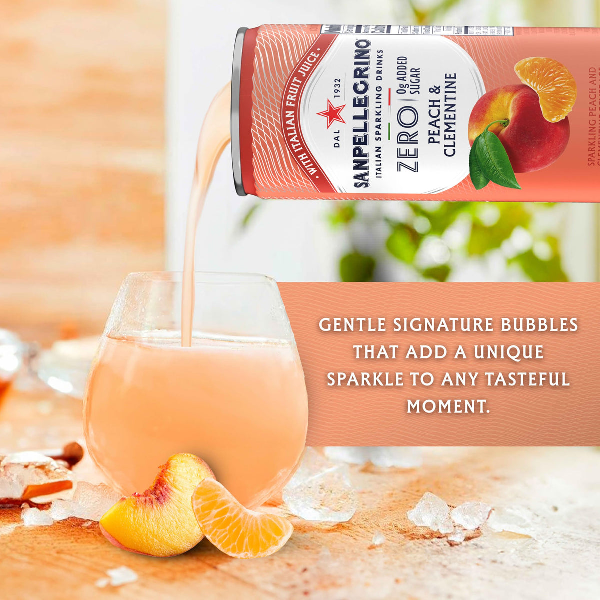 San Pellegrino Zero Grams Added Sugar Peach Clementine Italian Sparkling Drink – Pack of 24, 11.15 fl oz Cans