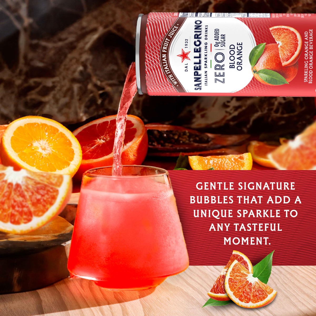 Sanpellegrino Zero Grams Added Sugar Pomegranate & Orange Sparkling Drink — 24 Pack (11.15 fl oz) | Low-Calorie Italian Sparkling Beverage