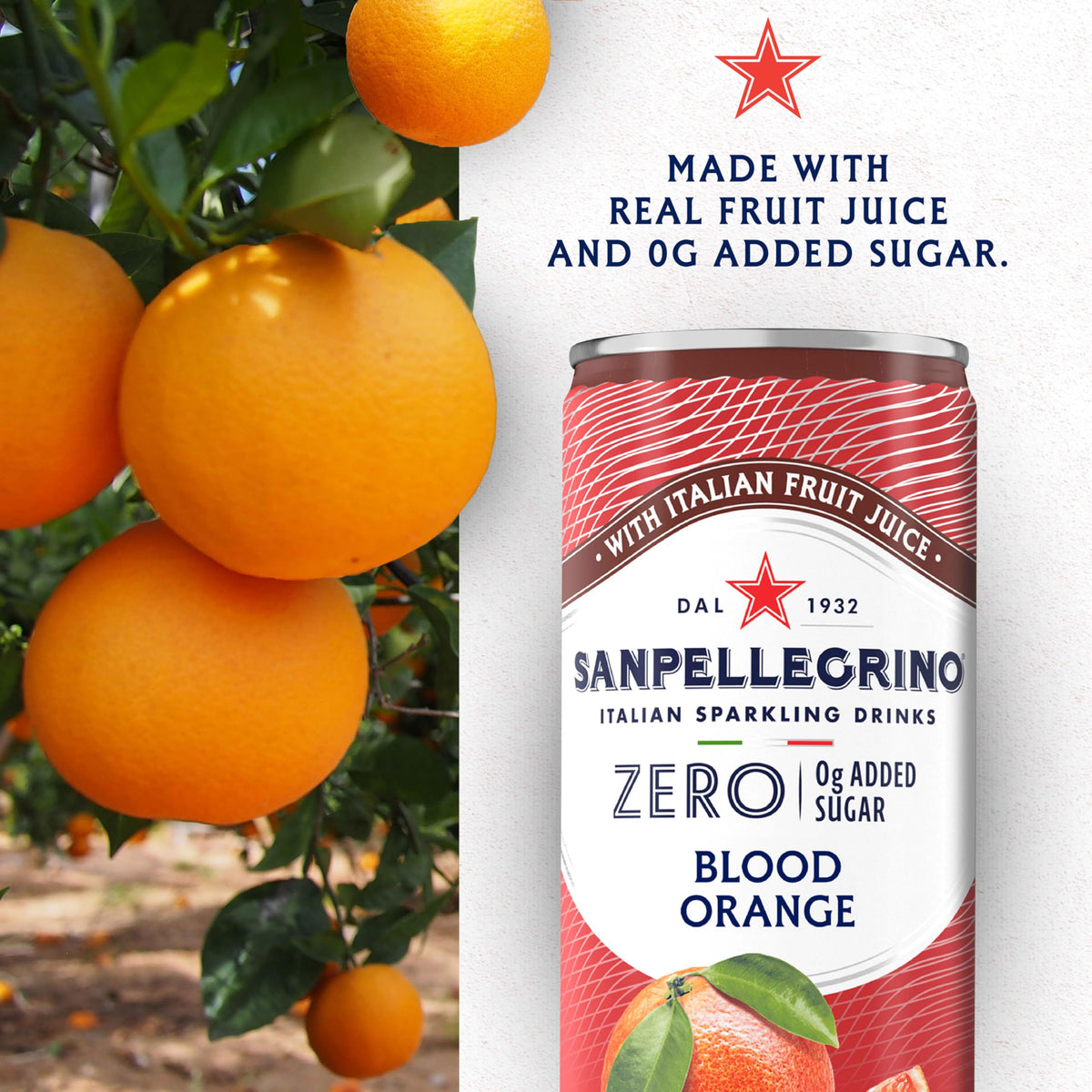 Sanpellegrino Zero Grams Added Sugar Pomegranate & Orange Sparkling Drink — 24 Pack (11.15 fl oz) | Low-Calorie Italian Sparkling Beverage