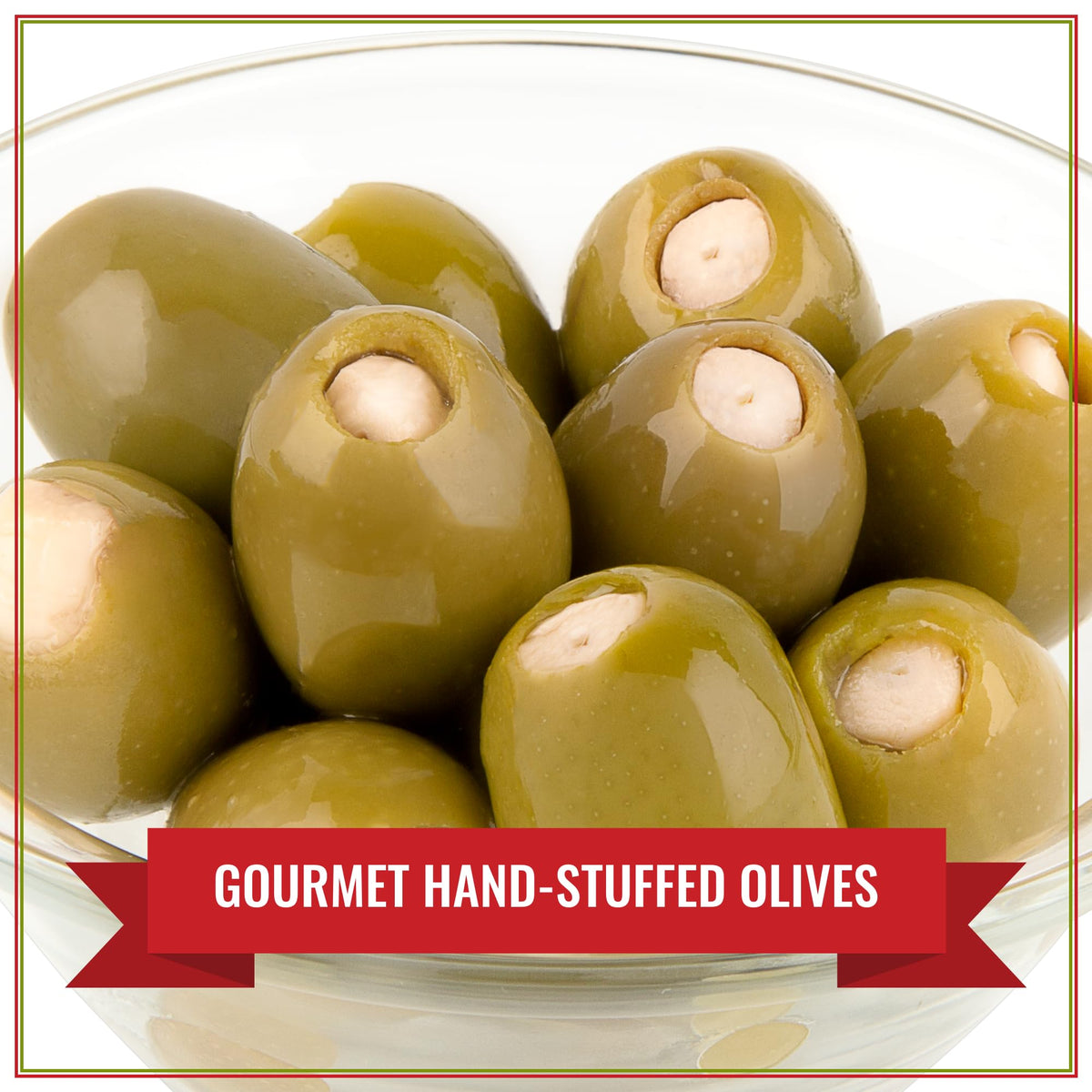 Santa Barbara Gourmet Garlic Stuffed Olives - Meaty Green Olives with Crunchy Garlic | 2-Pack, 10 oz Each
