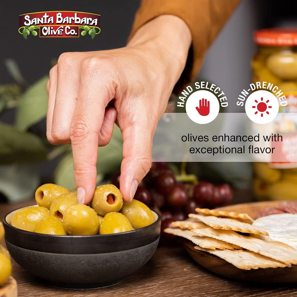 Santa Barbara Olive Co Anchovy Stuffed Olives – 5 oz Jar (Pack of 6)