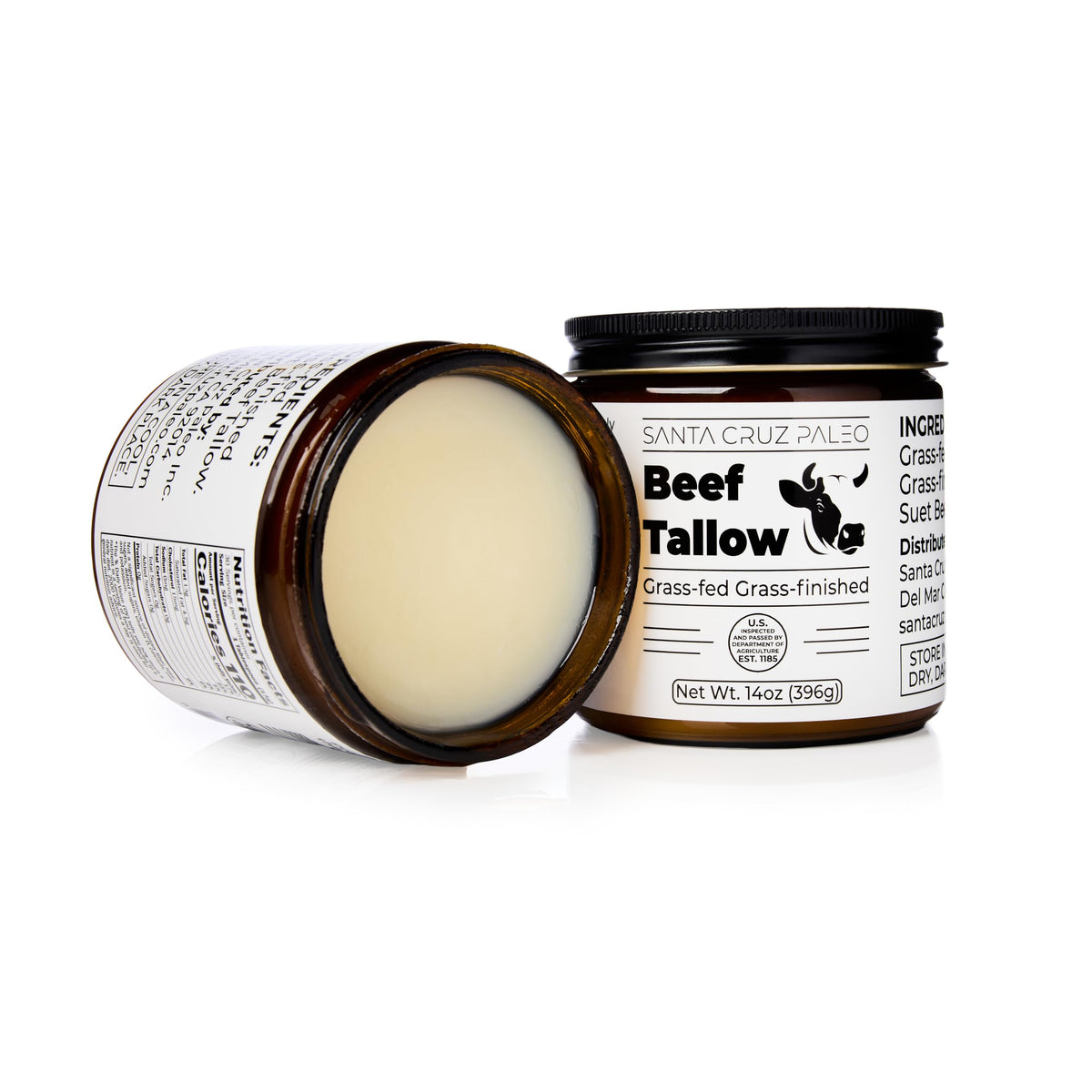 Santa Cruz Paleo Beef Tallow – Skin Care & Cooking, 14 oz, Grass-Fed & Finished, Gluten Free, Keto & Paleo