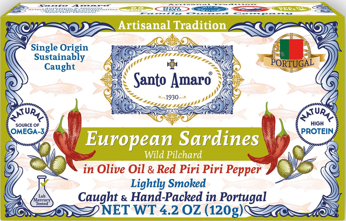 Santo Amaro Sardines in Olive Oil & Red Piri Piri – Hand-Packed, Wild Caught