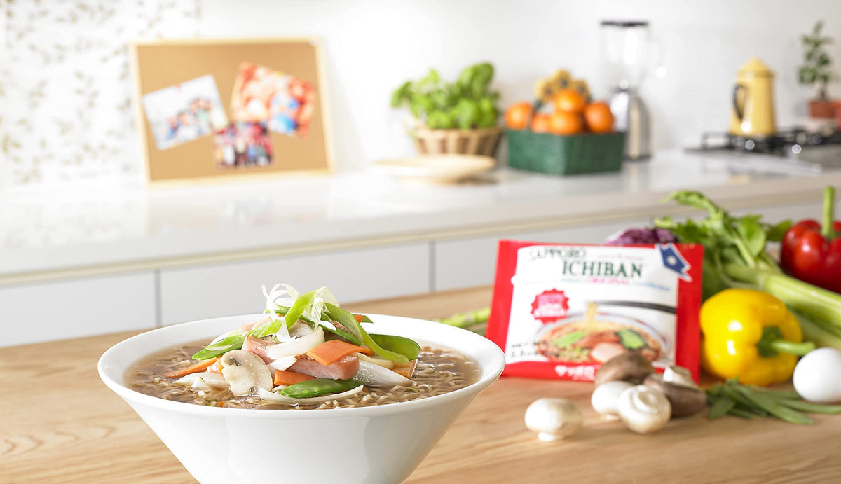 Sapporo Ichiban Stickerless Ramen Noodles – Original Soy Sauce Flavor, 24 Pouches