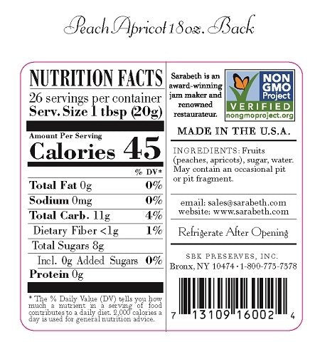 Sarabeth's Legendary Peach-Apricot Spreadable Fruit – 18 oz, Pack of 2
