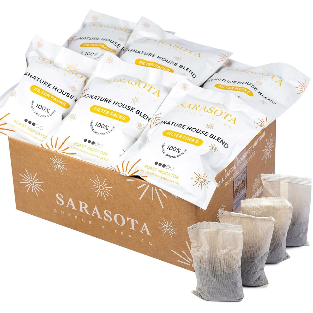 Sarasota Coffee & Tea Co. Breakfast Blend Filter Packs – 40 Count, 2 oz, Low Acid Mold-Free Ground Coffee for 10–12 Cup Drip Makers