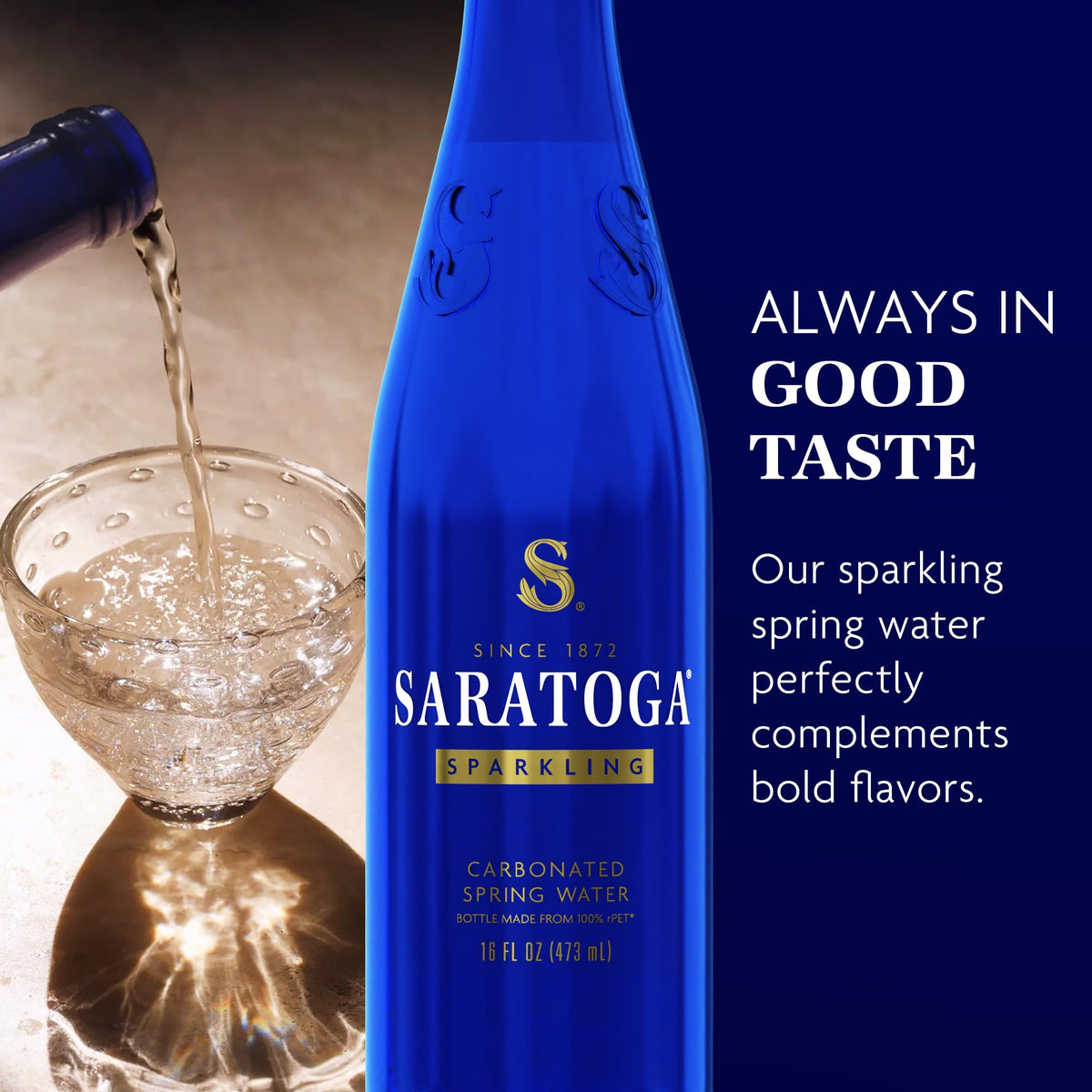 Saratoga Sparkling Water Bottles, 24-Pack – 16 oz, Recycled PET