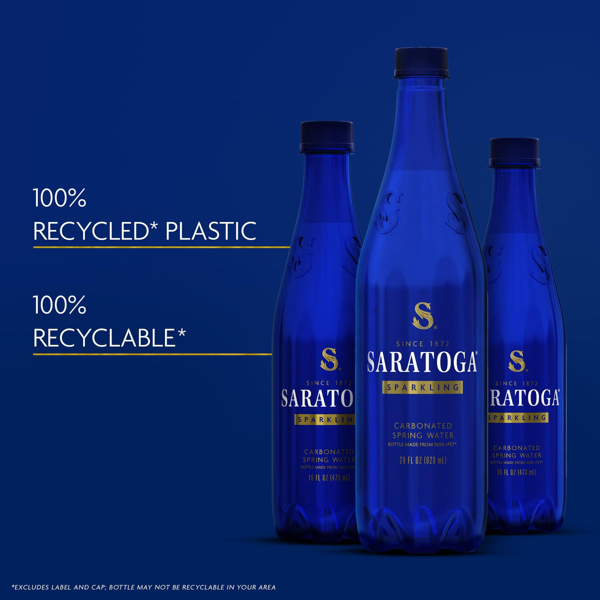 Saratoga Sparkling Water Bottles, 24-Pack – 16 oz, Recycled PET