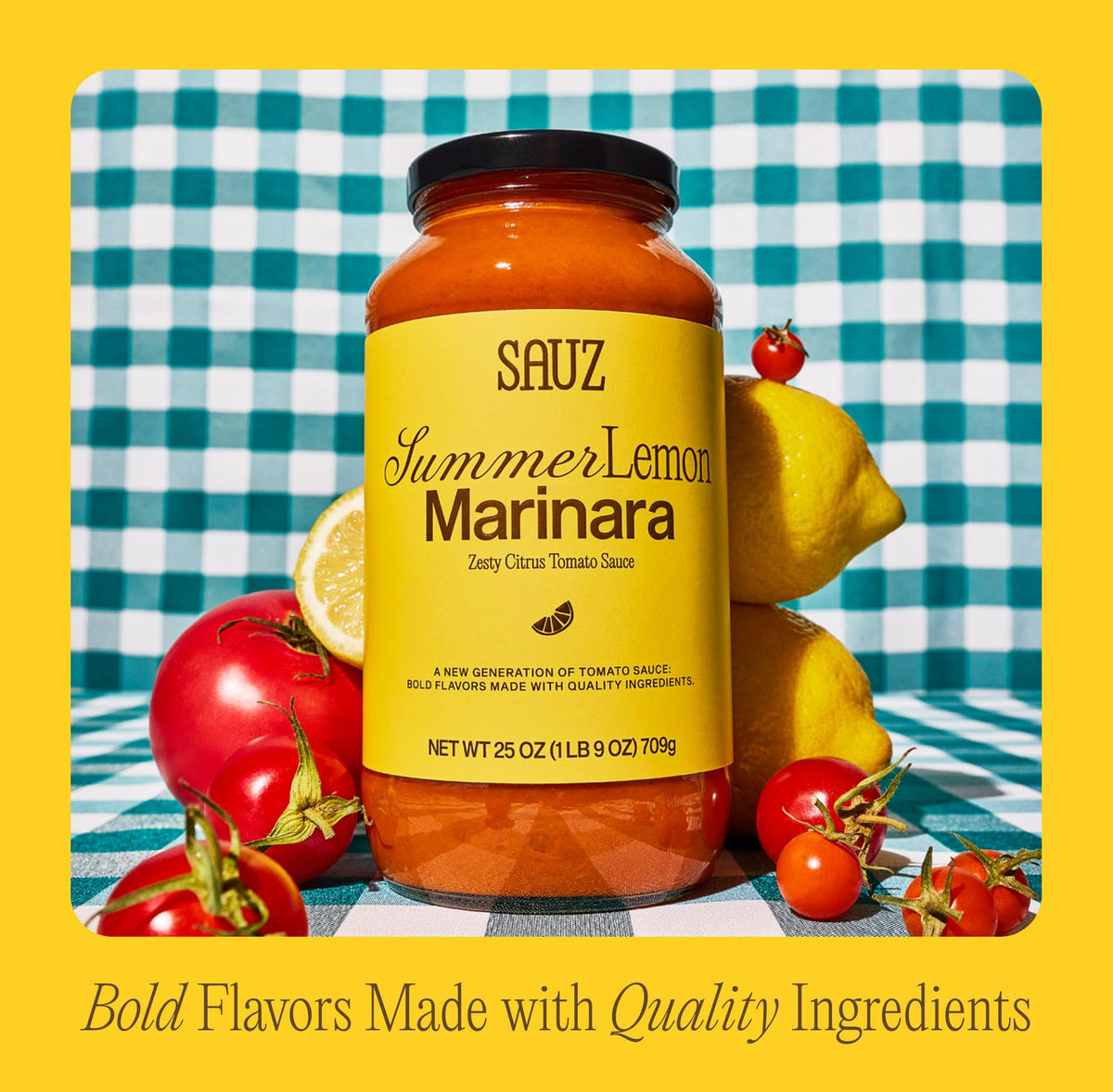 Sauz Summer Lemon Marinara Sauce — Clean Ingredients, Gluten-Free, No Seed Oils | 2-Pack, 12 Servings