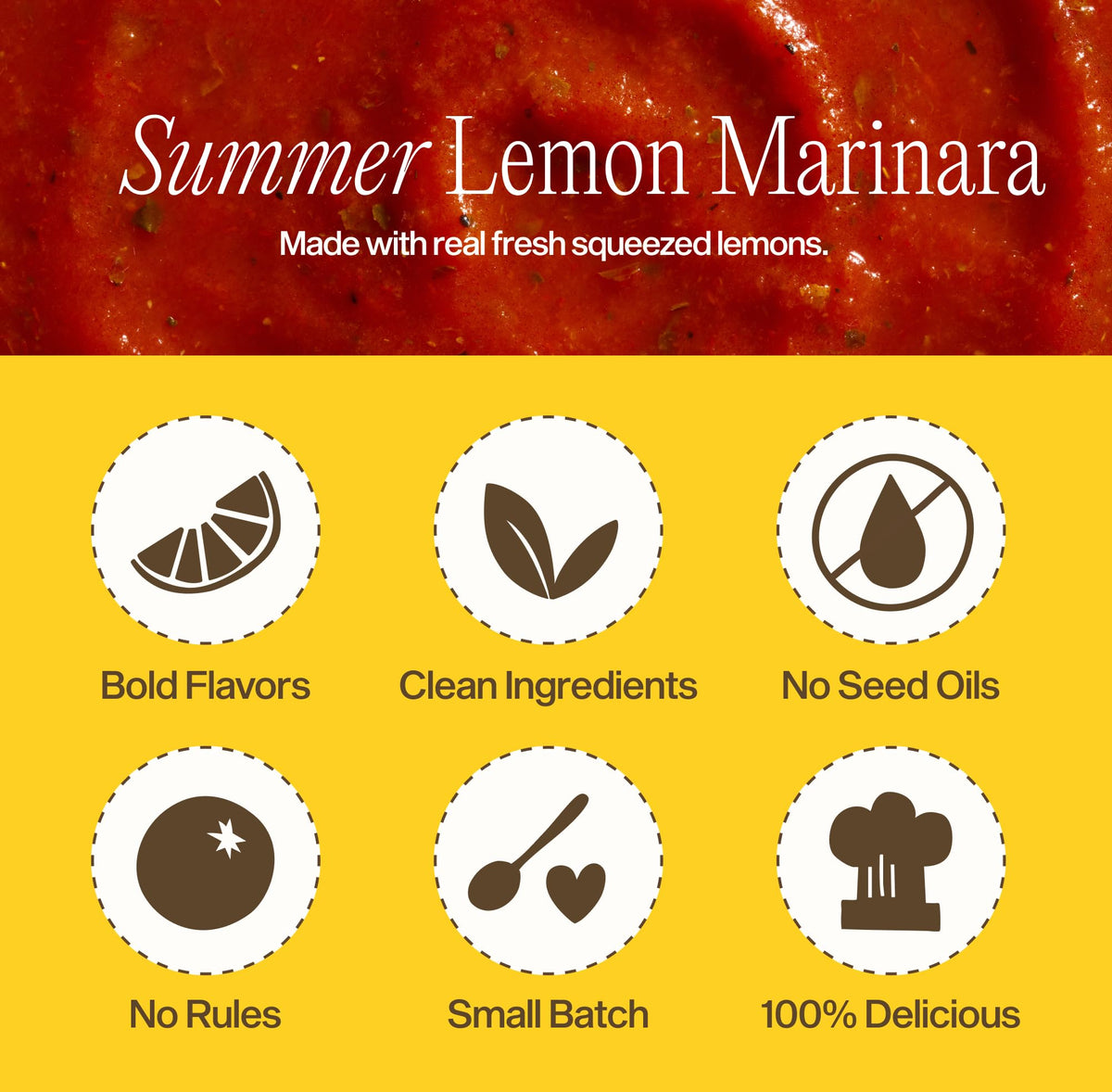 Sauz Summer Lemon Marinara Sauce — Clean Ingredients, Gluten-Free, No Seed Oils | 2-Pack, 12 Servings