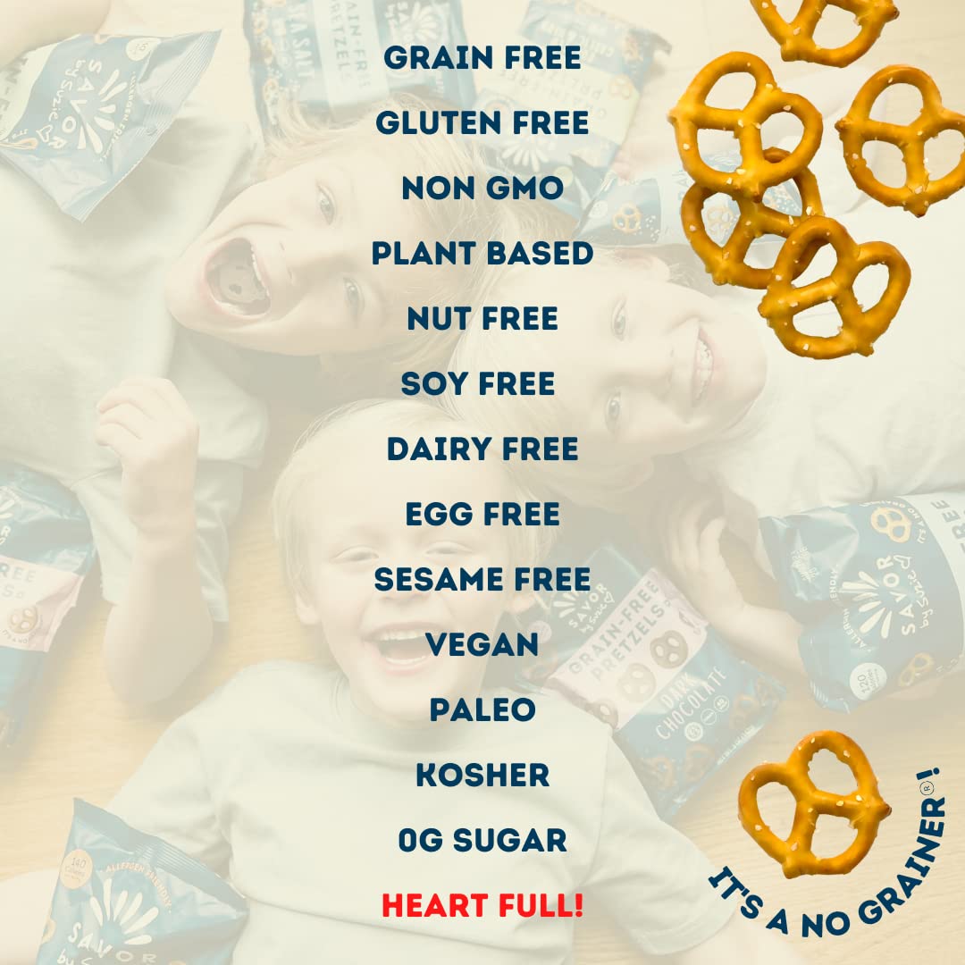 Savor by Suzie Gluten-Free Sea Salt Pretzels – Non-GMO, Grain-Free, Vegan, Keto, Nut-Free – 6 Pack
