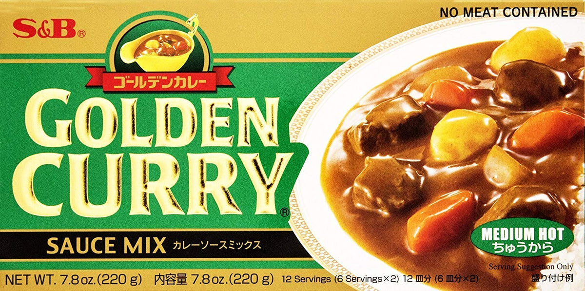 S&B Golden Curry Sauce Mix – Medium Hot, 7.8 oz Each, 5-Pack