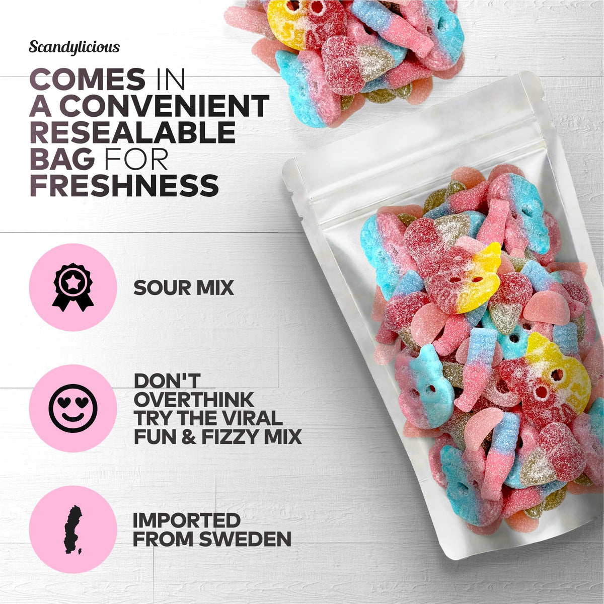 Scandylicious Swedish Candy Sour Pick & Mix – 1 lb with BUBS Skulls