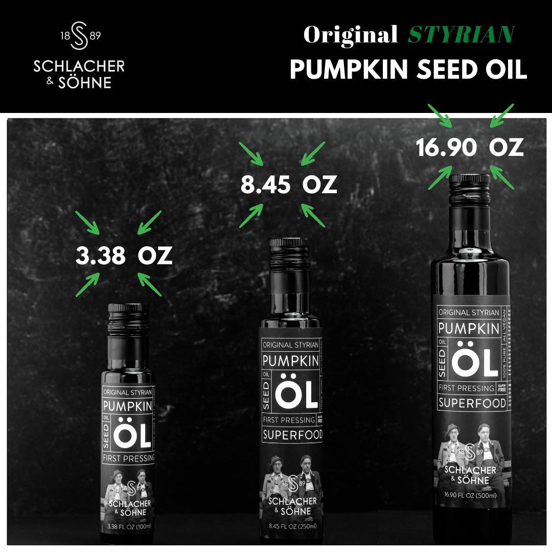 Schlacher & Söhne Styrian Pumpkin Seed Oil – 100% Pure, Cold Pressed, Austria (8.4 oz)