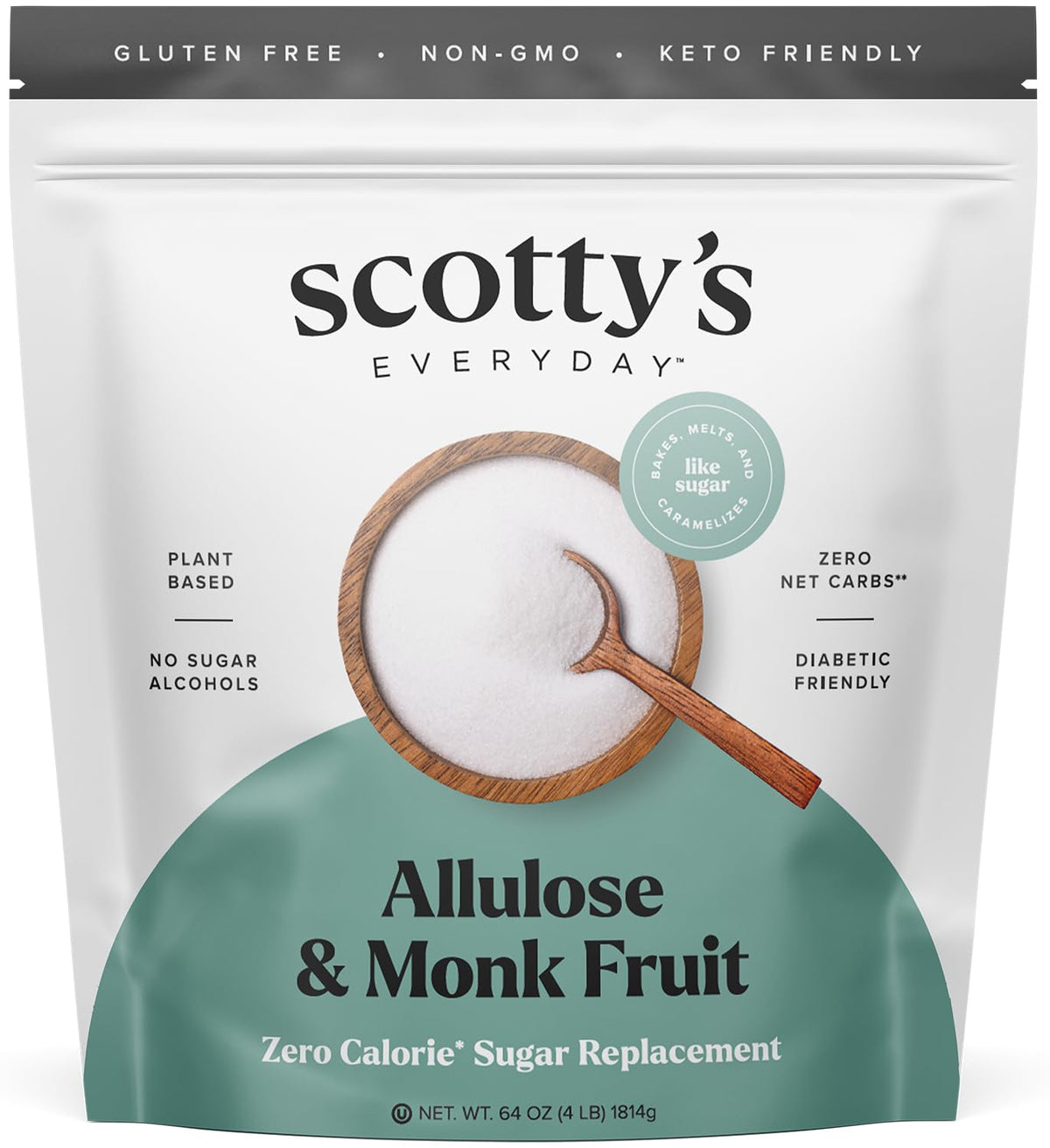 Scotty's Everyday Allulose & Monk Fruit Sugar Replacement – Zero Calorie, Non-GMO, 4 lbs