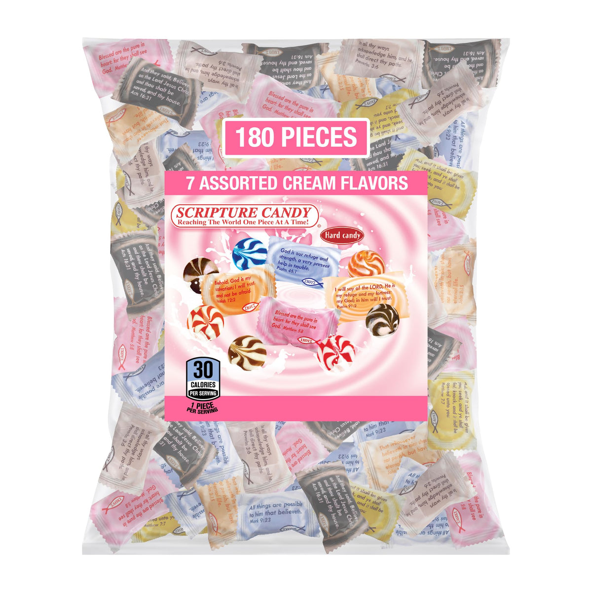 Scripture Candy Assorted Cream Flavored Hard Candy – 180 Bible Verse Candies