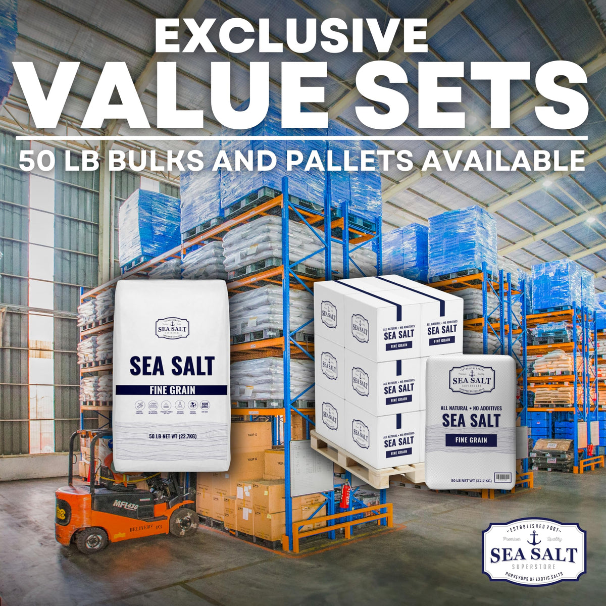Bulk Kosher Fine Sea Salt – 50 lb Bag | Non-Iodized, Additive-Free, Pure & Unrefined
