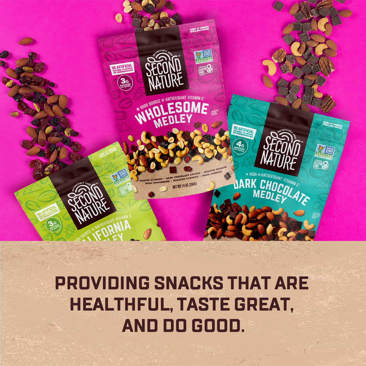 Second Nature Dark Chocolate Medley Trail Mix – 26 oz Resealable Pouch, Gluten-Free & Non-GMO