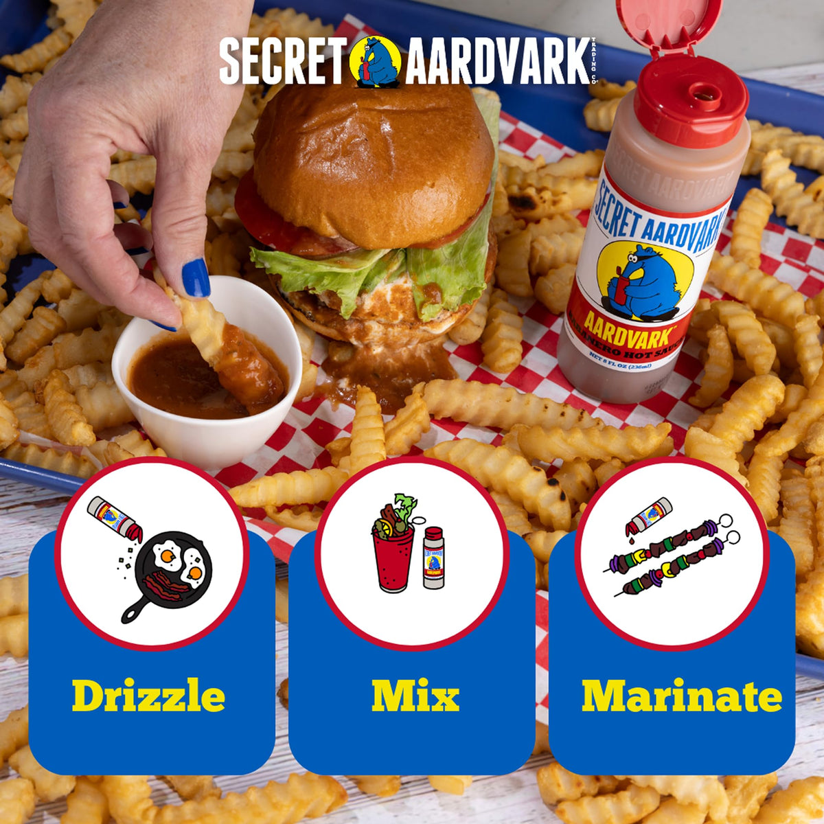 Secret Aardvark Habanero Hot Sauce – Medium Spiced, 64 oz, Non-GMO, Low Sugar, Low Carb