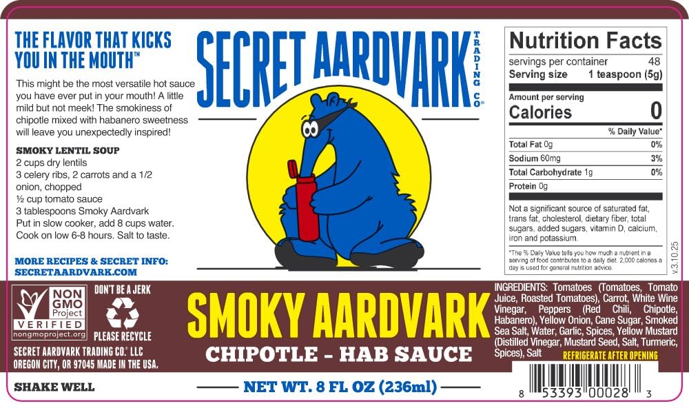 Secret Aardvark Hot Sauce Variety Pack – Smoky Chipotle, Reaper, Red Scorpion, Serrabanero & Habanero (8 oz, 5 Pack)