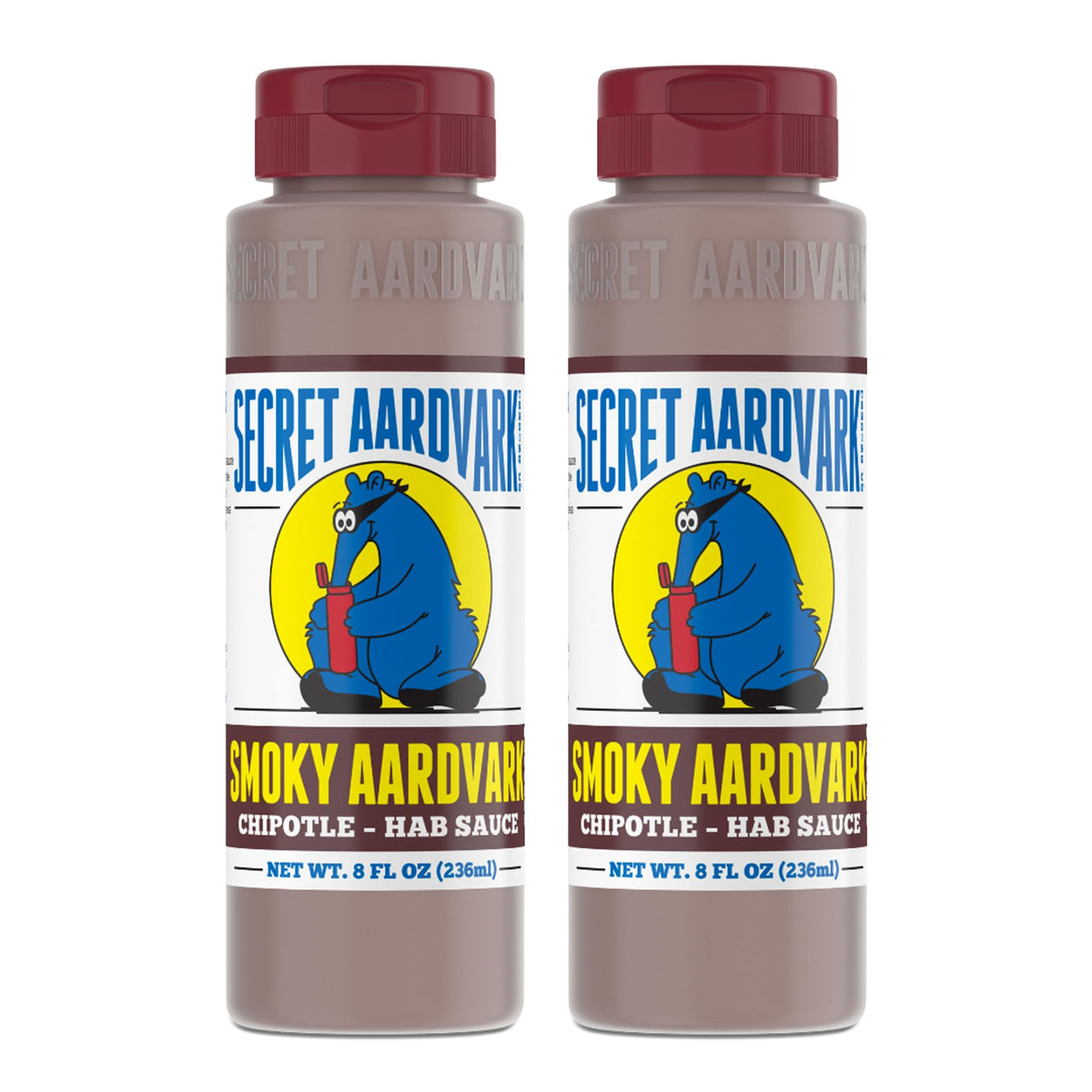 Secret Aardvark Smoky Chipotle Hot Sauce - Mild Heat, Non-GMO, Low Sugar & Low Carb - 8 oz 2 Pack