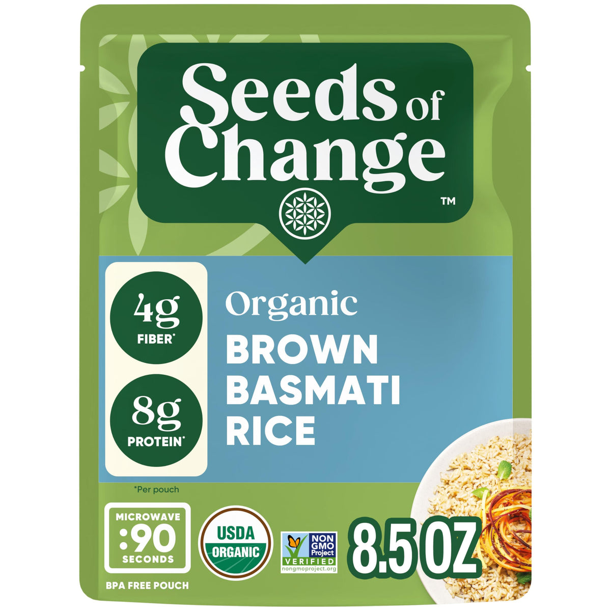 SEEDS OF CHANGE Organic Brown Basmati Rice — 8.5 oz Pouch (Pack of 12)