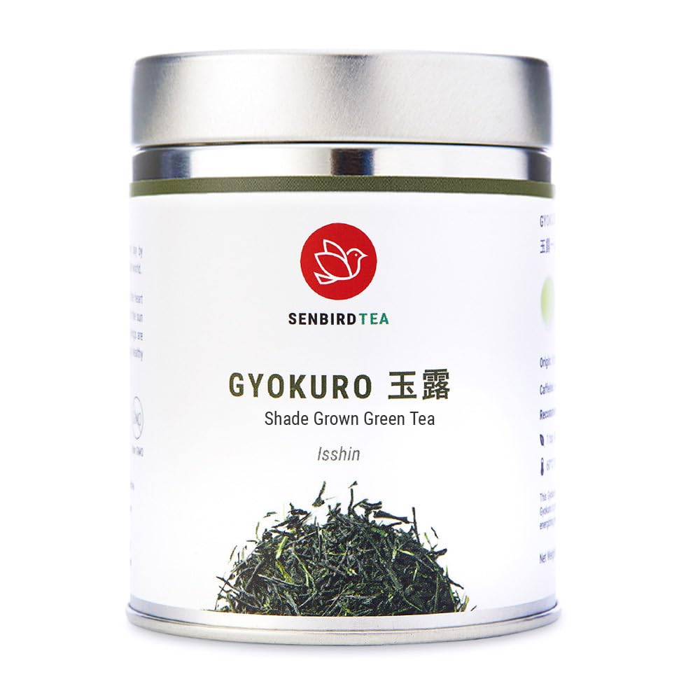 Senbird Premium Gyokuro Kyoto Shade-Grown Japanese Green Tea in Airtight Tin (Isshin)