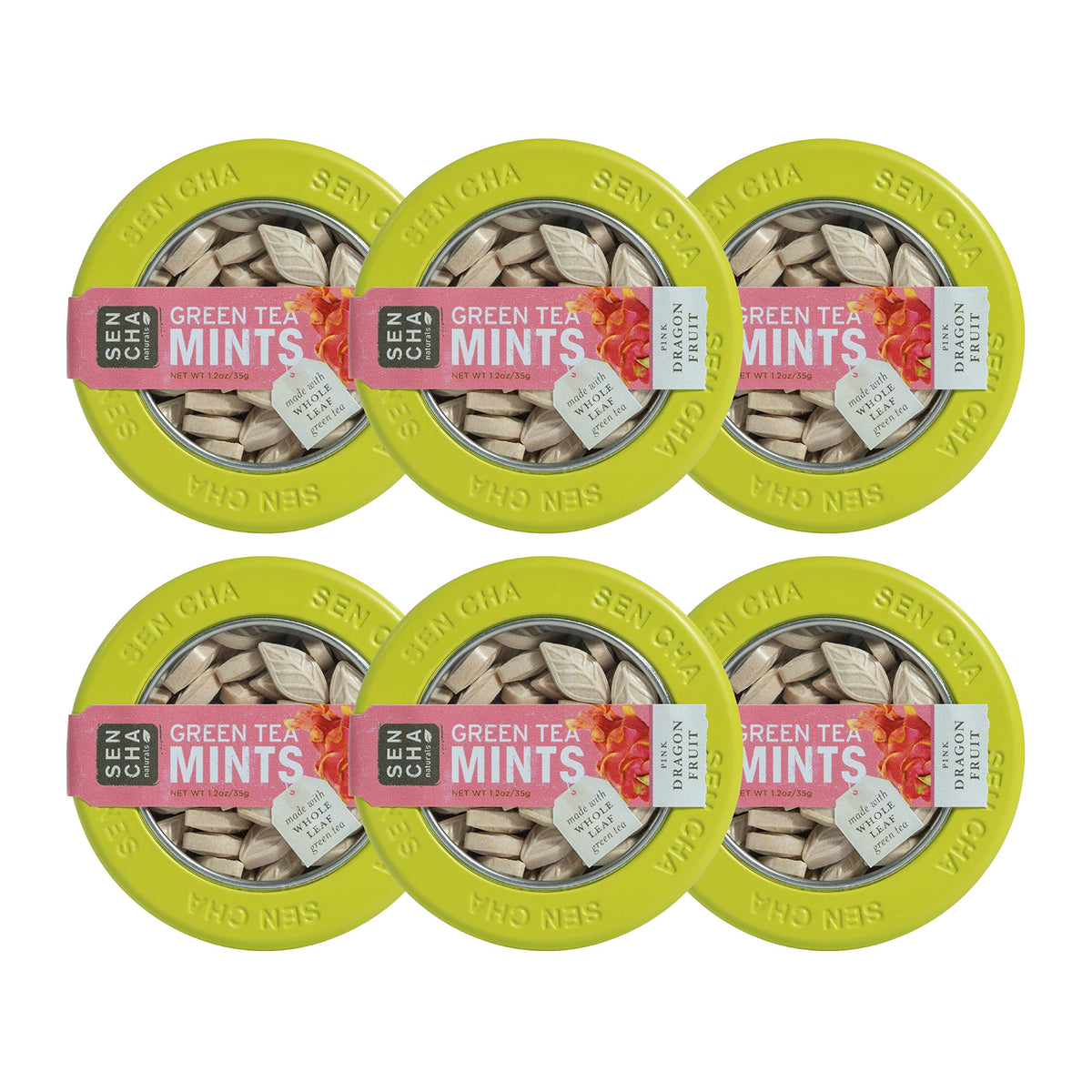 SENCHA NATURALS Green Tea Mints – Pink Dragonfruit, 1.2oz (Pack of 6)