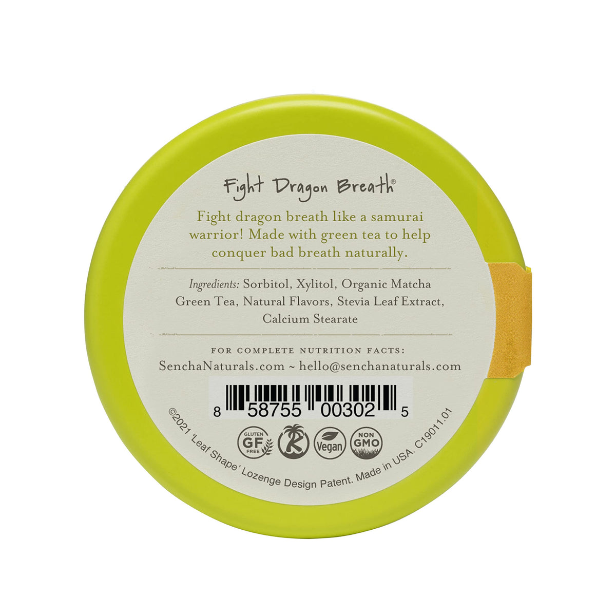 SENCHA Naturals Green Tea Mints - Tropical Mango, 1.2 oz (Pack of 6) | Sugar-Free, Matcha Infused