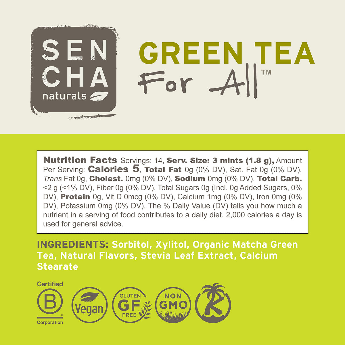 SENCHA Naturals Green Tea Mints - Tropical Mango, 1.2 oz (Pack of 6) | Sugar-Free, Matcha Infused