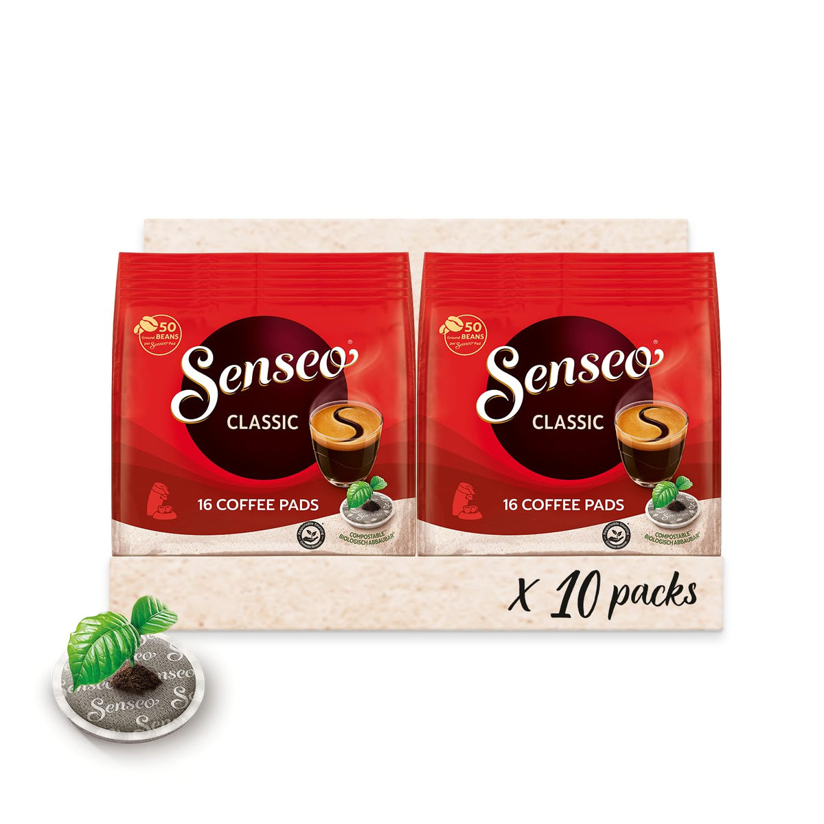 Senseo Classic Medium Roast Coffee Pods – 160-Count Bulk Pack for Senseo Machines (Compostable)