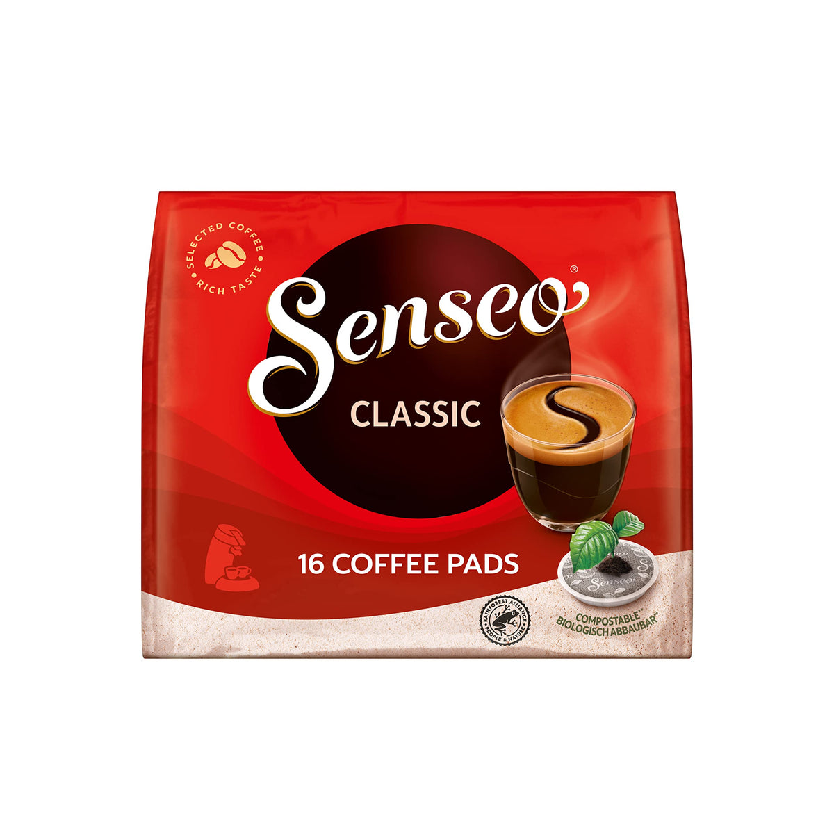 Senseo Classic Medium Roast Coffee Pods – 160-Count Bulk Pack for Senseo Machines (Compostable)