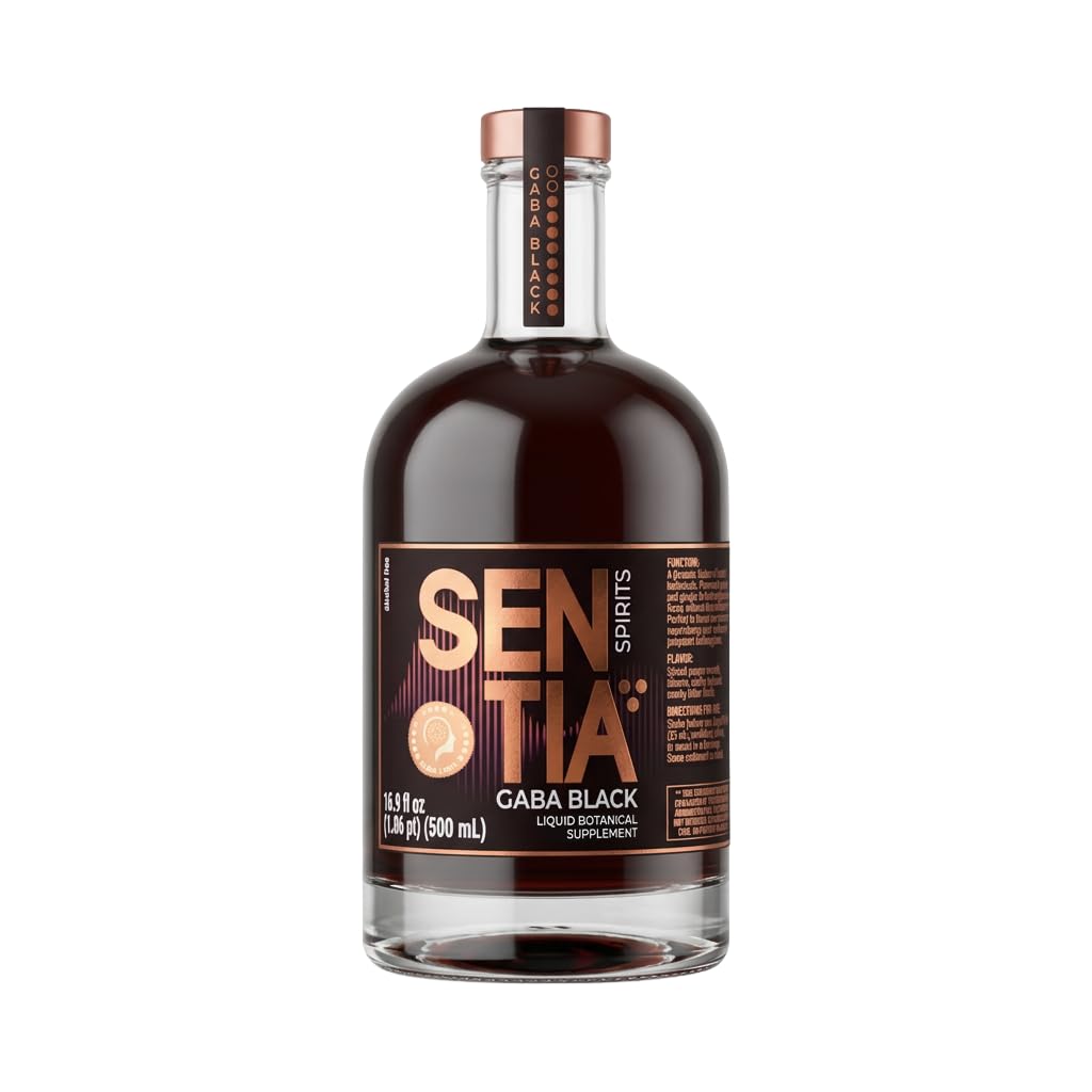 Sentia Gaba Black – Smoky Botanical Non-Alcoholic Spirit | Vegan & Gluten Free, 16.9 oz