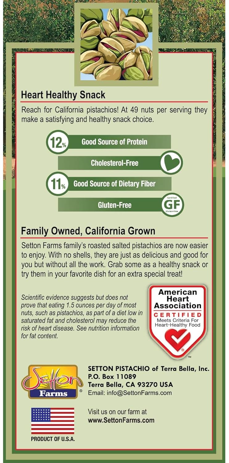Setton Farms Shelled Pistachio Kernels – Dry Roasted with Sea Salt, 20 oz