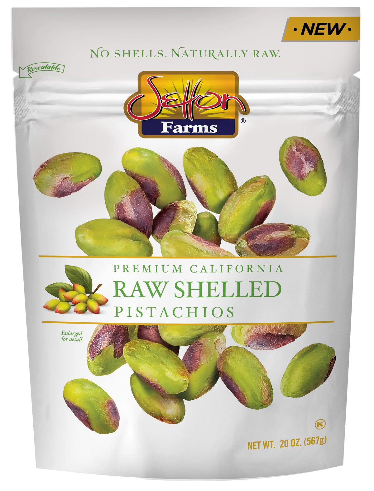 Setton Farms Naturally Raw Shelled Pistachios 20 oz - Non-GMO, Gluten Free, Vegan & Kosher