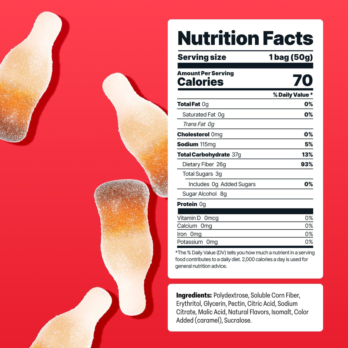 Shameless So Cool Cola Bottle Candy – Low Sugar Gummy, Keto, Vegan & Gluten Free