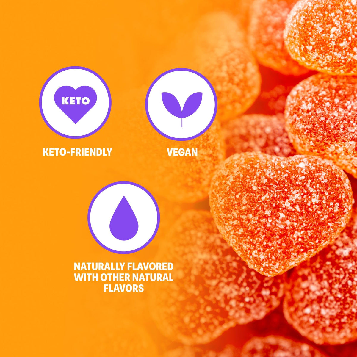 Shameless OMG Peach Sour Candy & Gummies – 3g Sugar, 70 Calories, Keto, Vegan, Gluten-Free