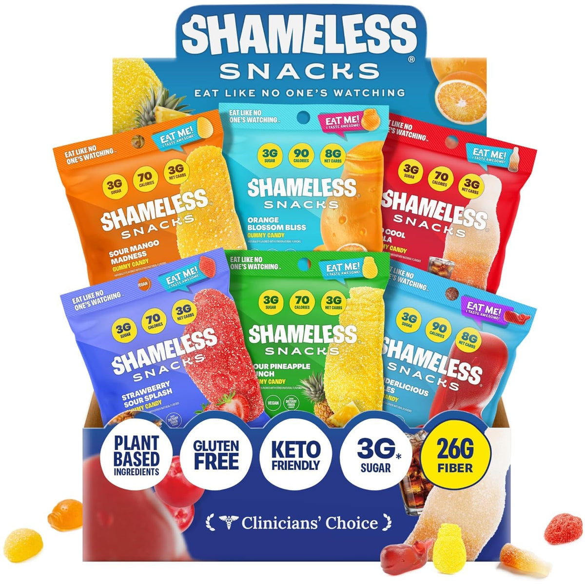 Shameless Snacks Candy Carnival – Sour & Fruit Gummies Variety Pack | 3g Sugar, Gluten Free
