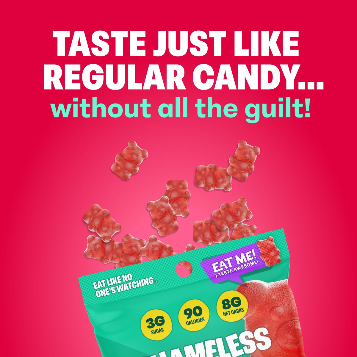 Shameless So Beary Cherry Gummy Bears – Low Sugar Keto Cherry Candy, Gluten Free & Vegan