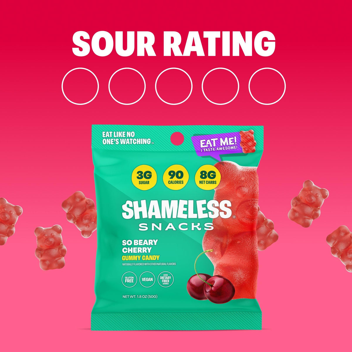 Shameless So Beary Cherry Gummy Bears – Low Sugar Keto Cherry Candy, Gluten Free & Vegan