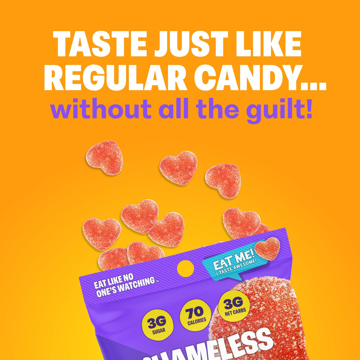Shameless OMG Peach Sour Candy & Gummies – 3g Sugar, 70 Calories, Keto, Vegan, Gluten-Free
