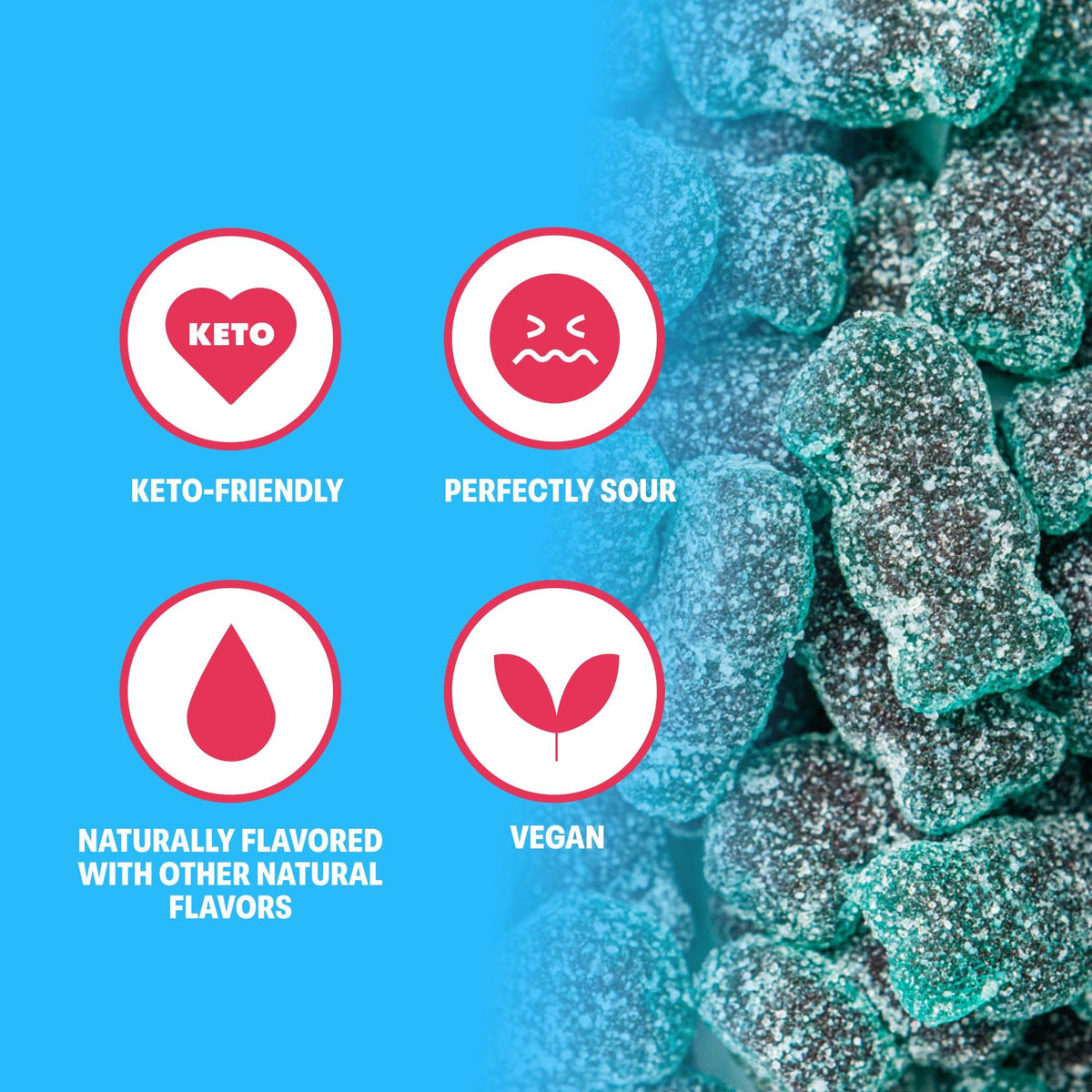 Shameless Snacks Super Sour Blue Raspberry – Keto, Vegan, Gluten Free Sour Gummies & Fruit Snacks